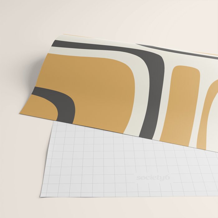 Palm Springs Mid Century Modern Abstract in Muted Mustard Gold, Charcoal Gray, and Cream Wrapping Paper Gallery Image 2