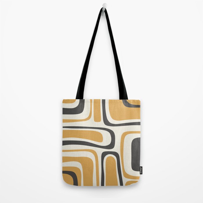 Palm Springs Mid Century Modern Abstract in Muted Mustard Gold, Charcoal Gray, and Cream Tote Bag Gallery Image 2