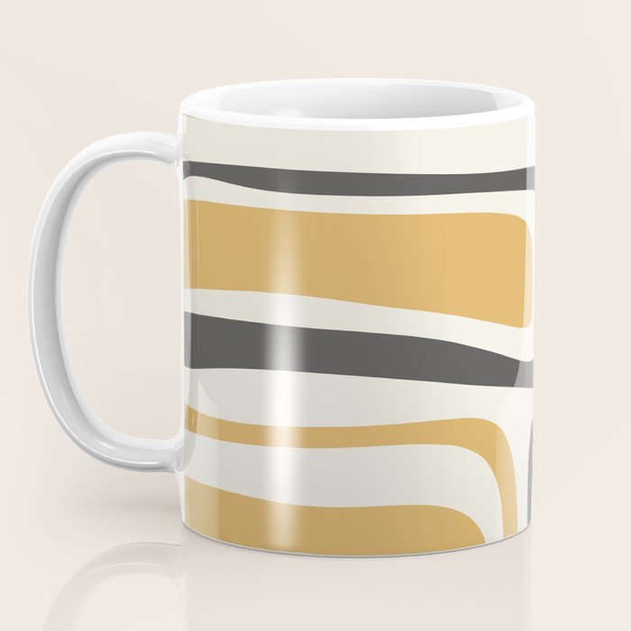 Palm Springs Mid Century Modern Abstract in Muted Mustard Gold, Charcoal Gray, and Cream Coffee Mug Gallery Image 3