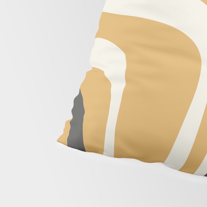 Palm Springs Mid Century Modern Abstract in Muted Mustard Gold, Charcoal Gray, and Cream Pillow Sham Gallery Image 4
