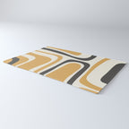 Palm Springs Mid Century Modern Abstract in Muted Mustard Gold, Charcoal Gray, and Cream Rug Gallery Image 3