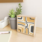 Palm Springs Mid Century Modern Abstract in Muted Mustard Gold, Charcoal Gray, and Cream Mini Art Print Gallery Image 2