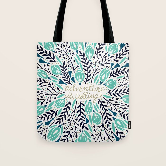 Adventure is Calling - Navy & Mint Palette Tote Bag Gallery Image 1
