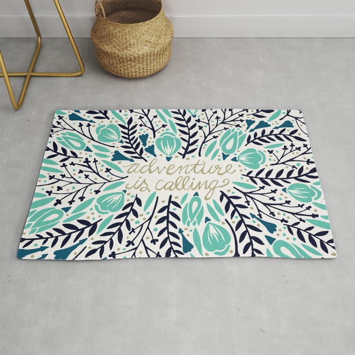 Adventure is Calling - Navy & Mint Palette Rug Gallery Image 1