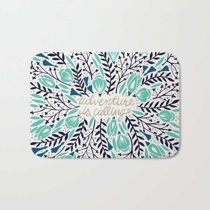 Adventure is Calling - Navy & Mint Palette Bath Mat Gallery Image 1