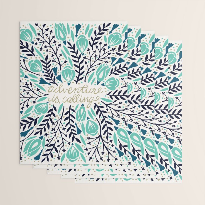Adventure is Calling - Navy & Mint Palette Wrapping Paper Gallery Image 3