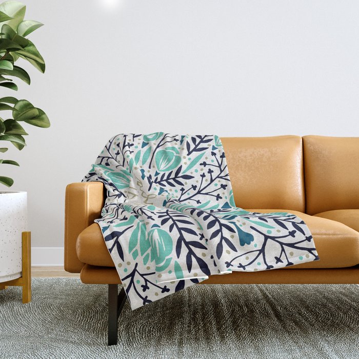 Adventure is Calling - Navy & Mint Palette Throw Blanket Gallery Image 1