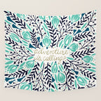 Adventure is Calling - Navy & Mint Palette Wall Tapestry Gallery Image 4