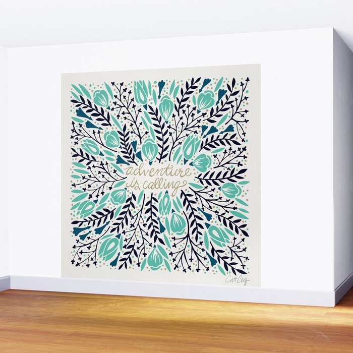 Adventure is Calling - Navy & Mint Palette Wall Mural Gallery Image 2