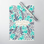 Adventure is Calling - Navy & Mint Palette Wrapping Paper Gallery Image 1
