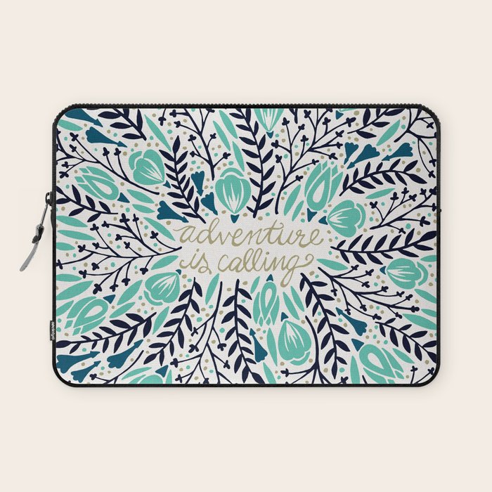 Adventure is Calling - Navy & Mint Palette Laptop Sleeve Gallery Image 1