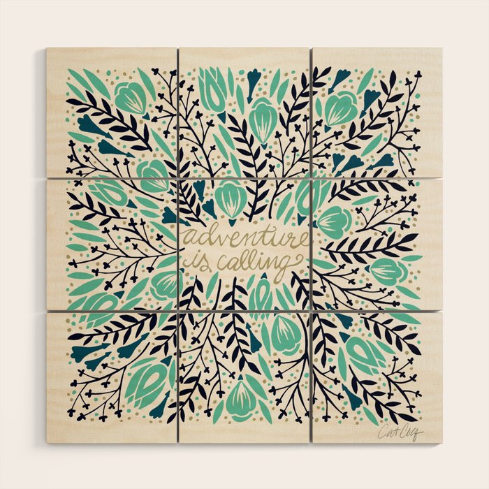 Adventure is Calling - Navy & Mint Palette Wood Wall Art Gallery Image 1