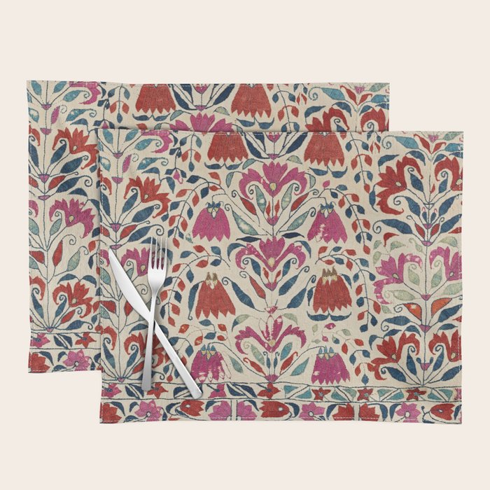 Tekke Asmalyk West Turkestan Floral Textile Print Placemat Gallery Image 1