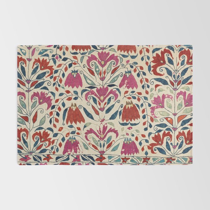 Tekke Asmalyk West Turkestan Floral Textile Print Rug Gallery Image 2