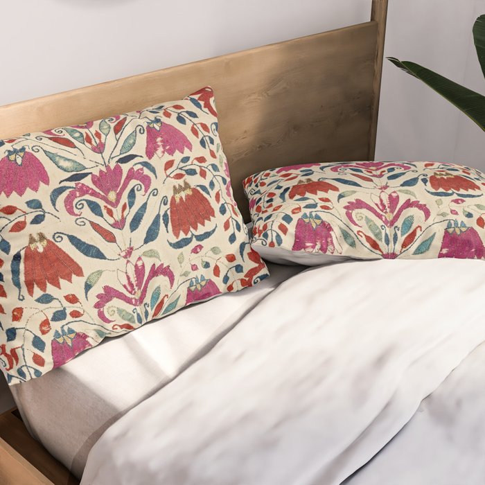 Tekke Asmalyk West Turkestan Floral Textile Print Pillow Sham Gallery Image 2