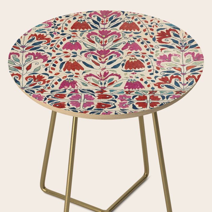 Tekke Asmalyk West Turkestan Floral Textile Print Side Table Gallery Image 2