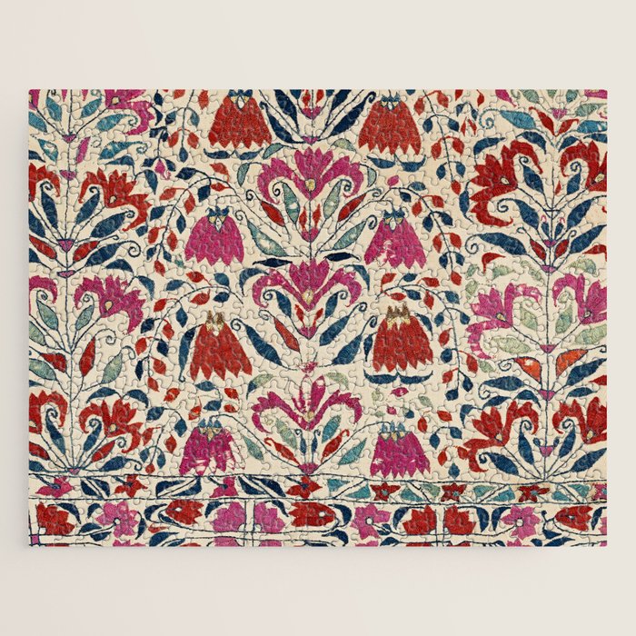 Tekke Asmalyk West Turkestan Floral Textile Print Jigsaw Puzzle Gallery Image 1