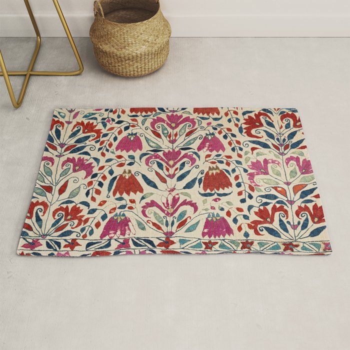 Tekke Asmalyk West Turkestan Floral Textile Print Rug Gallery Image 1