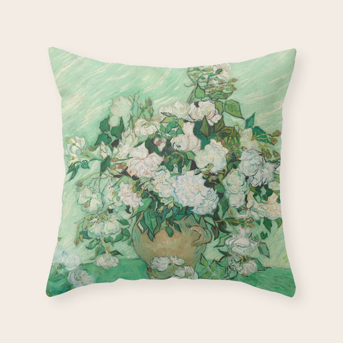 Roses, Vincent Van Gogh Throw Pillow Gallery Image 1