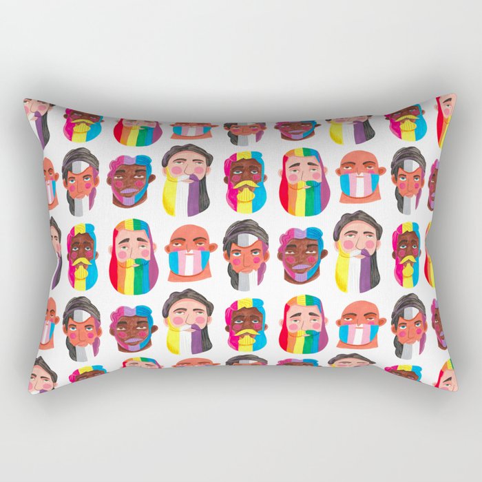 Gay pride rainbow gender flags beard men Rectangular Pillow Gallery Image 1