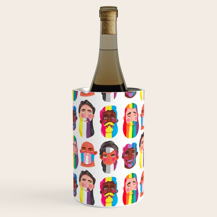 Gay pride rainbow gender flags beard men Wine Chiller Gallery Image 1