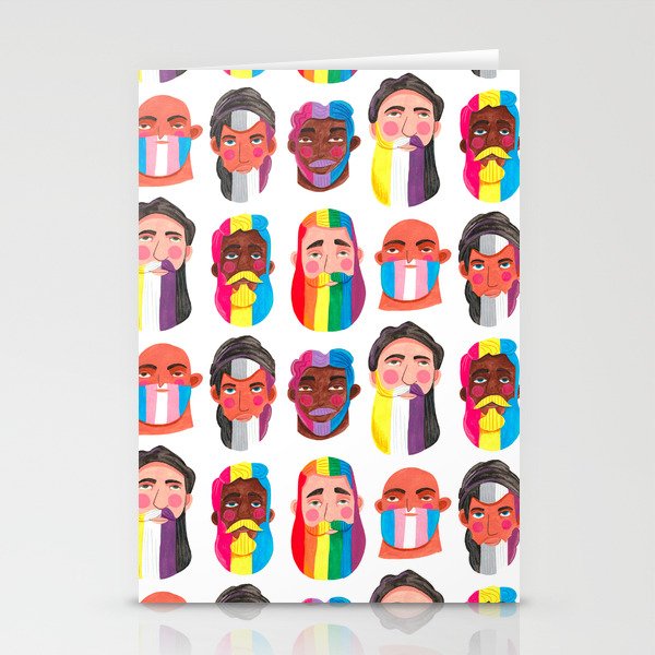 Gay pride rainbow gender flags beard men Stationery Card Gallery Image 2