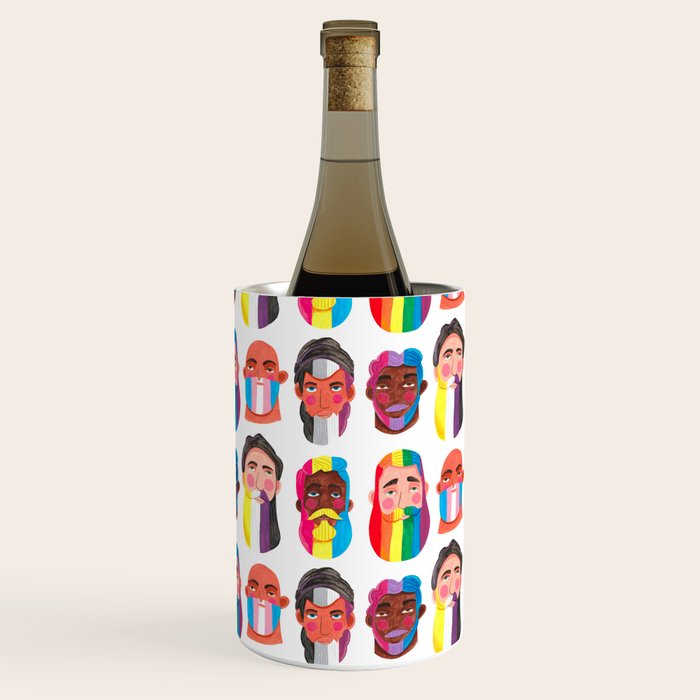 Gay pride rainbow gender flags beard men Wine Chiller Gallery Image 2