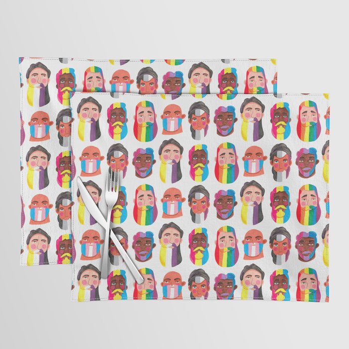 Gay pride rainbow gender flags beard men Placemat Gallery Image 1