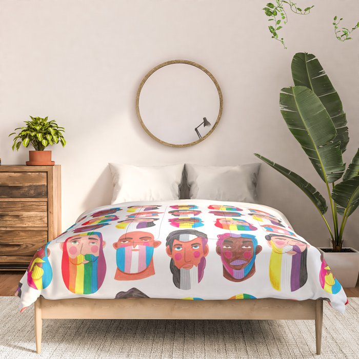 Gay pride rainbow gender flags beard men Comforter Gallery Image 3