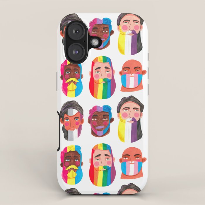 Gay pride rainbow gender flags beard men iPhone Case Gallery Image 1