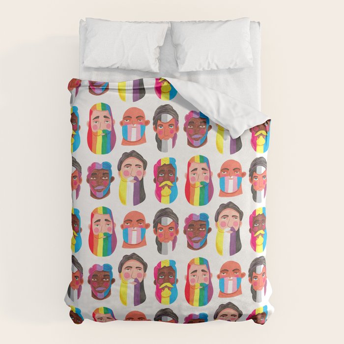 Gay pride rainbow gender flags beard men Duvet Cover Gallery Image 6