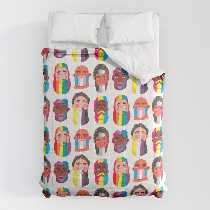 Gay pride rainbow gender flags beard men Comforter Gallery Image 6