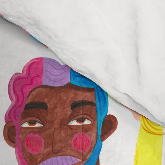 Gay pride rainbow gender flags beard men Comforter Gallery Image 4