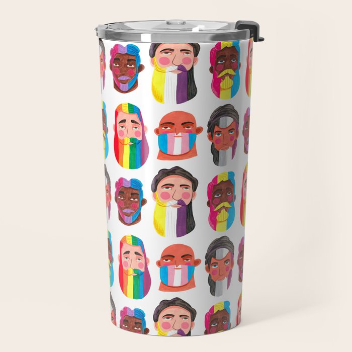 Gay pride rainbow gender flags beard men Travel Mug Gallery Image 2