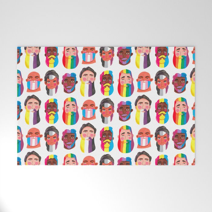 Gay pride rainbow gender flags beard men Welcome Mat Gallery Image 1