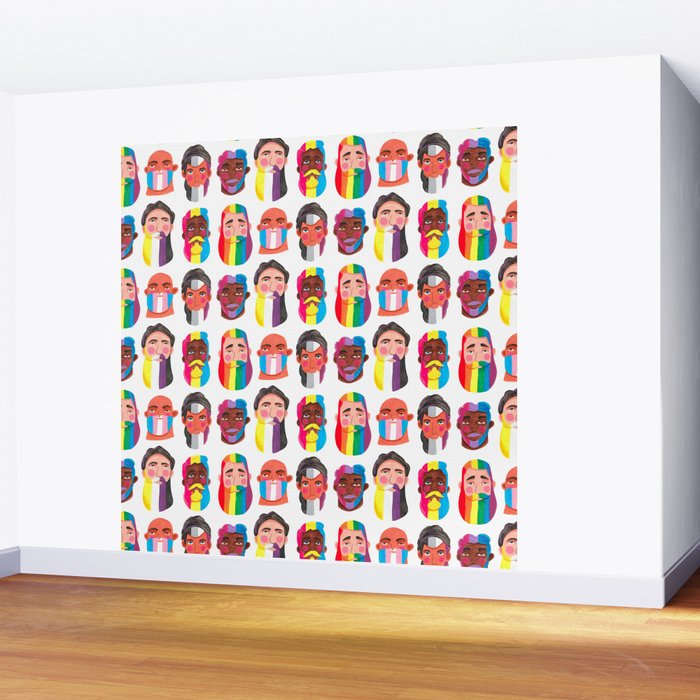 Gay pride rainbow gender flags beard men Wall Mural Gallery Image 2