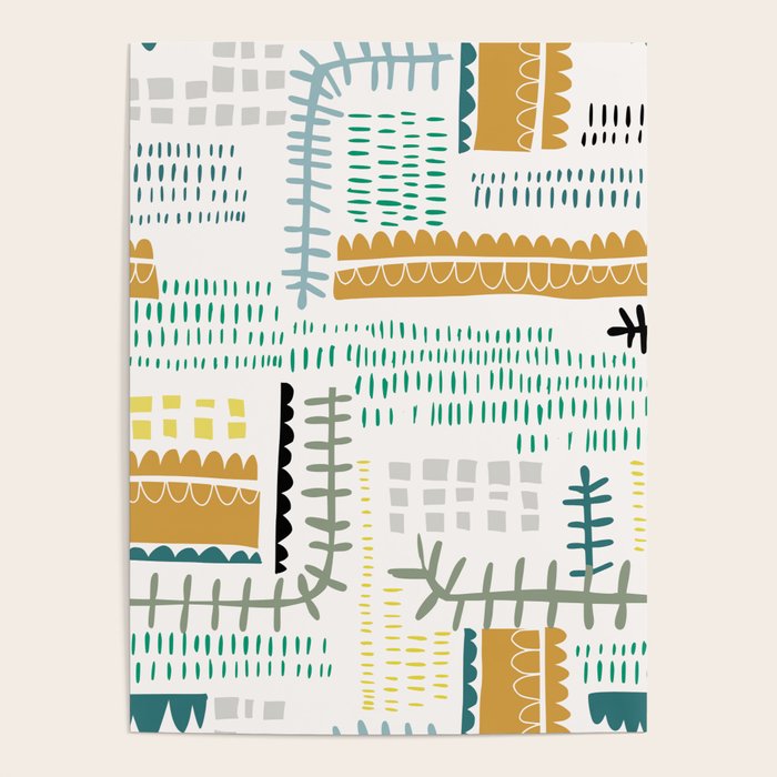 Block print geometrics Poster Gallery Image 4