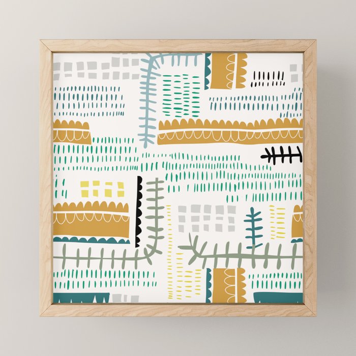 Block print geometrics Mini Art Print Gallery Image 1