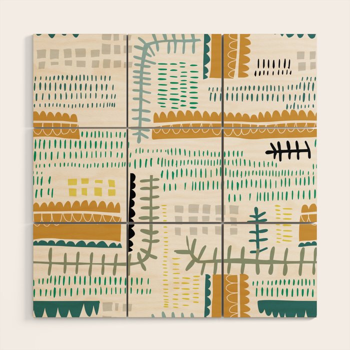 Block print geometrics Wood Wall Art Gallery Image 1