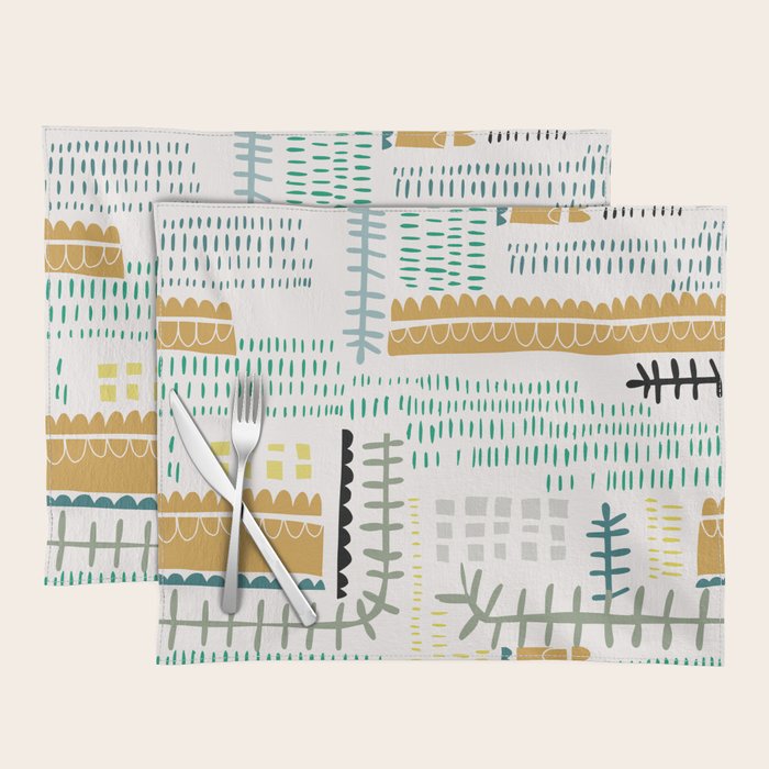 Block print geometrics Placemat Gallery Image 1