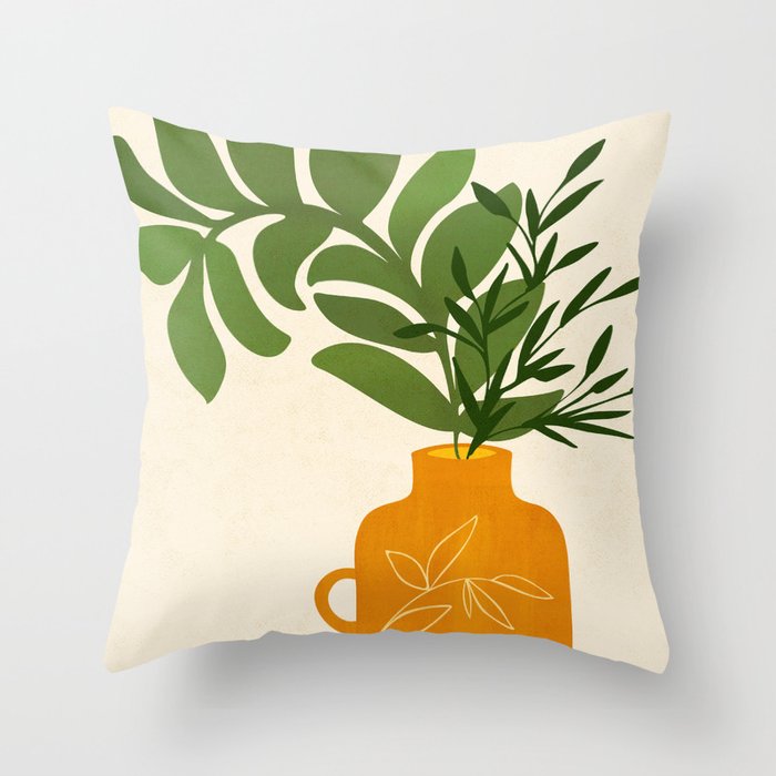 Boho Bouquet Vintage Botanical Illustration Throw Pillow Gallery Image 6