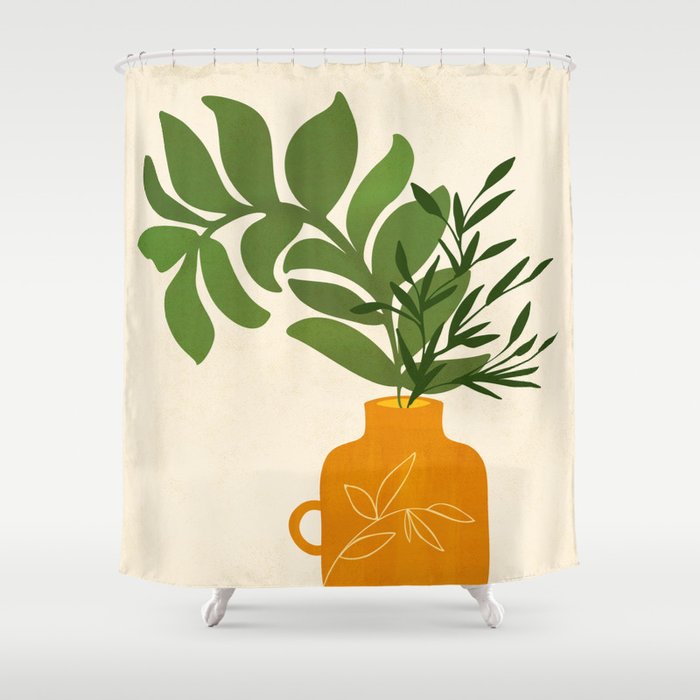 Boho Bouquet Vintage Botanical Illustration Shower Curtain Gallery Image 1