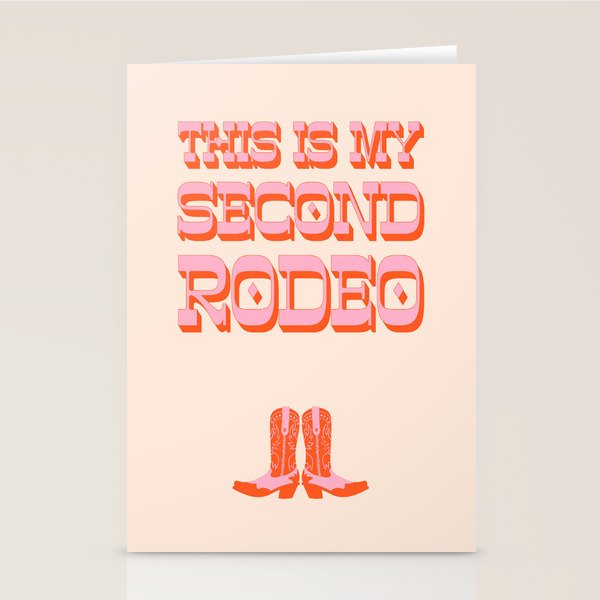 This is My Second Rodeo (pink and orange old west letters) Stationery Card Gallery Image 2