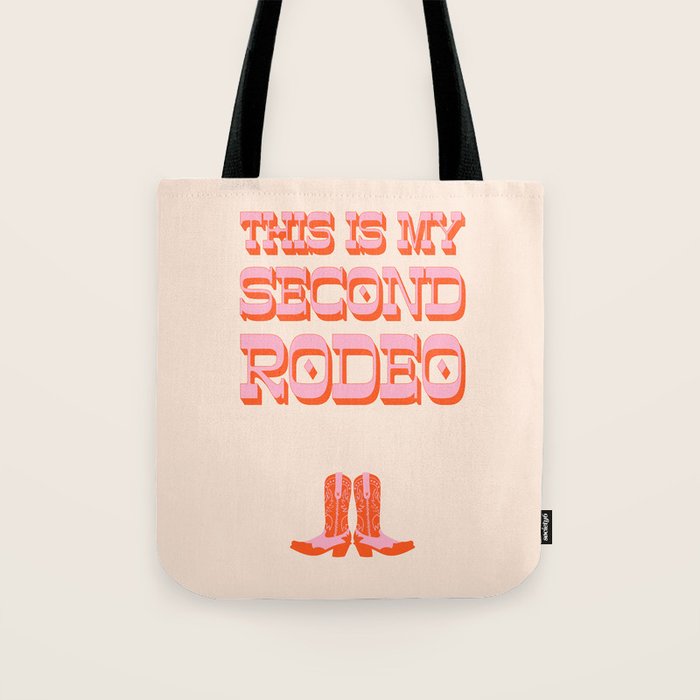 This is My Second Rodeo (pink and orange old west letters) Tote Bag Gallery Image 1