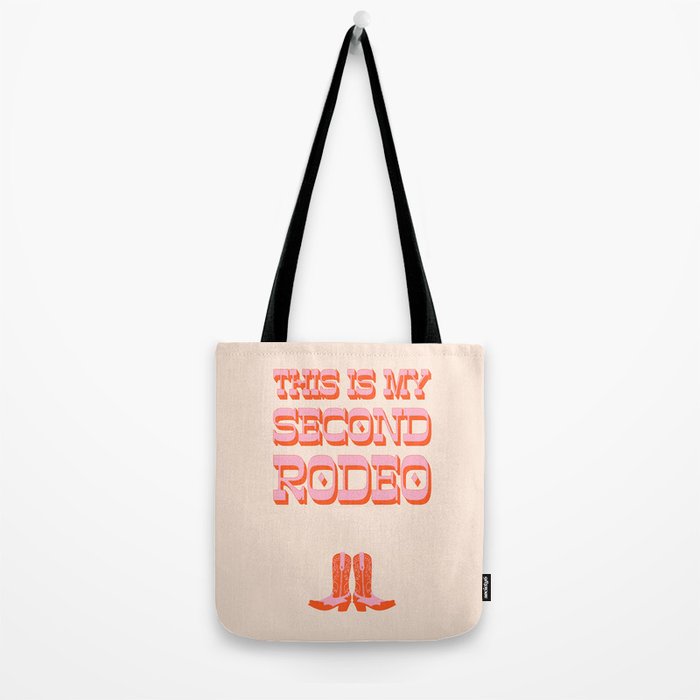 This is My Second Rodeo (pink and orange old west letters) Tote Bag Gallery Image 2