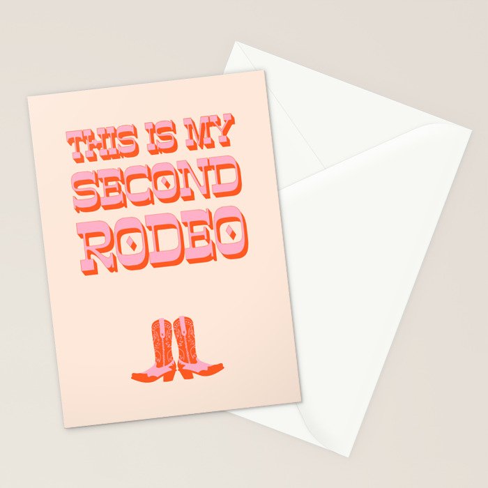 This is My Second Rodeo (pink and orange old west letters) Stationery Card Gallery Image 2