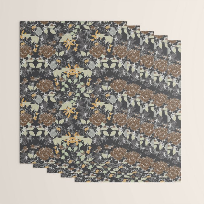 Vintage Midnight Florals Wrapping Paper Gallery Image 3