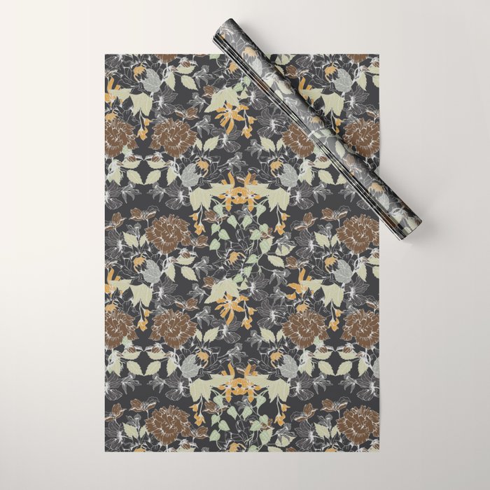Vintage Midnight Florals Wrapping Paper Gallery Image 1
