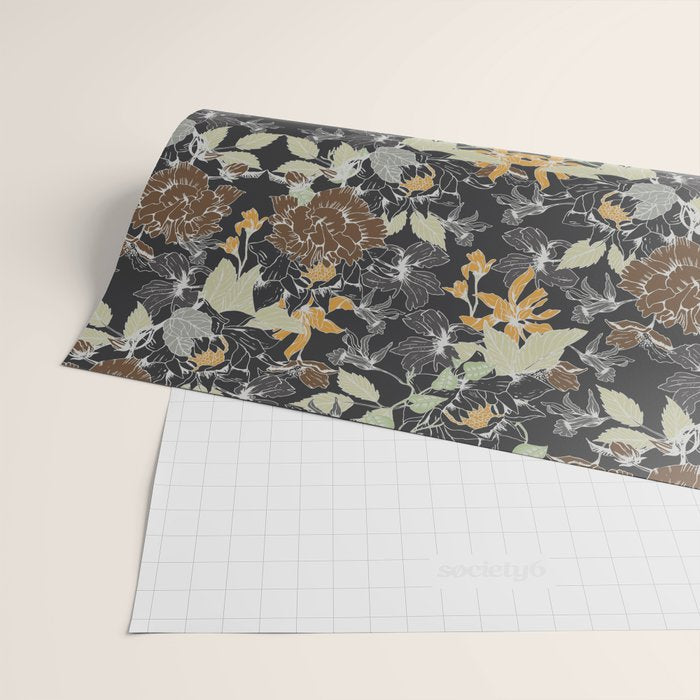 Vintage Midnight Florals Wrapping Paper Gallery Image 2