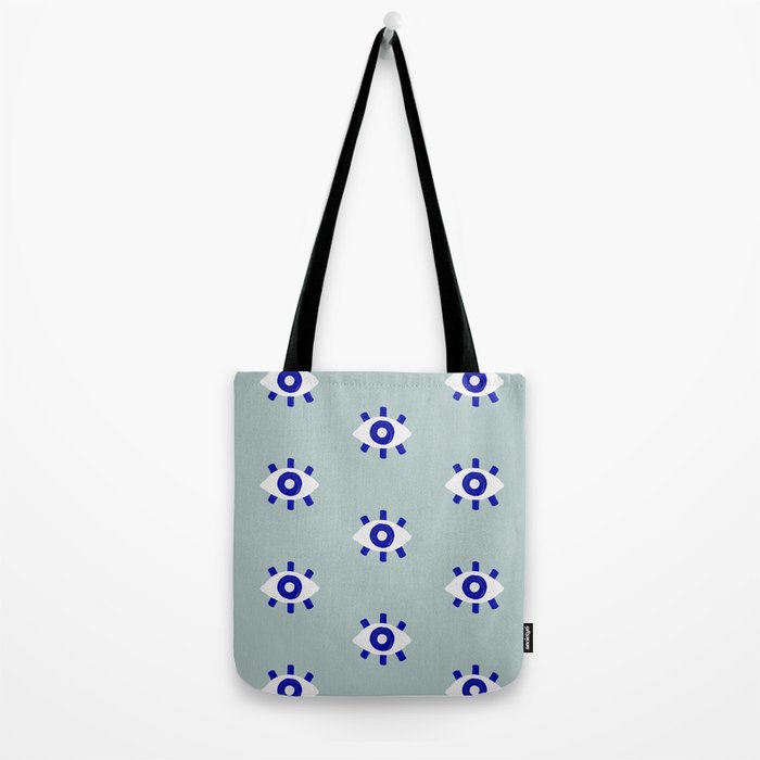 Evil Eye Dots - Mint & Navy Tote Bag Gallery Image 2